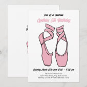 Invitation d'anniversaire de ballet rose minimalis (Devant / Derrière)