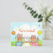 invitation d'anniversaire de ballon lapin (Debout devant)