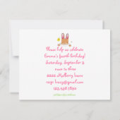 invitation d'anniversaire de ballon lapin (Dos)