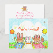 invitation d'anniversaire de ballon lapin (Devant / Derrière)