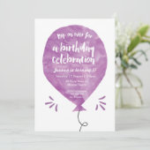 Invitation d'anniversaire de ballons en violet (Debout devant)