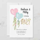 Invitation d'anniversaire de ballons jumeaux garço (Devant)