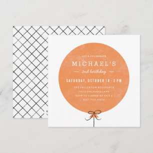 Invitation d'anniversaire de ballons - Orange