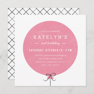 Invitation d'anniversaire de ballons - Rose
