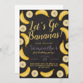 Invitation d'anniversaire de bananes (Devant / Derrière)
