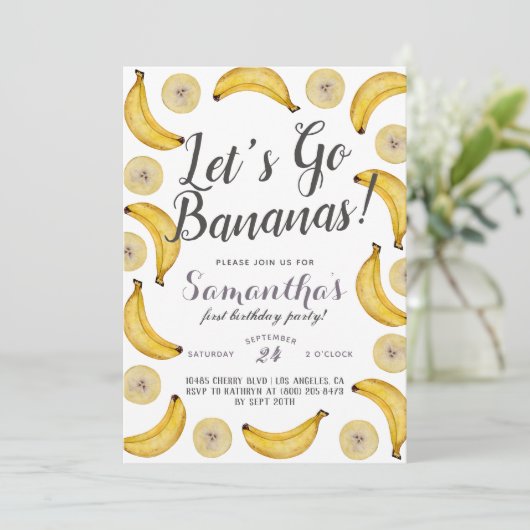 Invitation d'anniversaire de bananes (Debout devant)