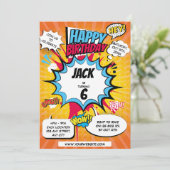 Invitation d'anniversaire de bande dessinée (Debout devant)