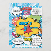 Invitation d'anniversaire de bande dessinée (Devant / Derrière)