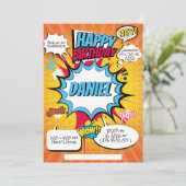 Invitation d'anniversaire de bande dessinée (Debout devant)