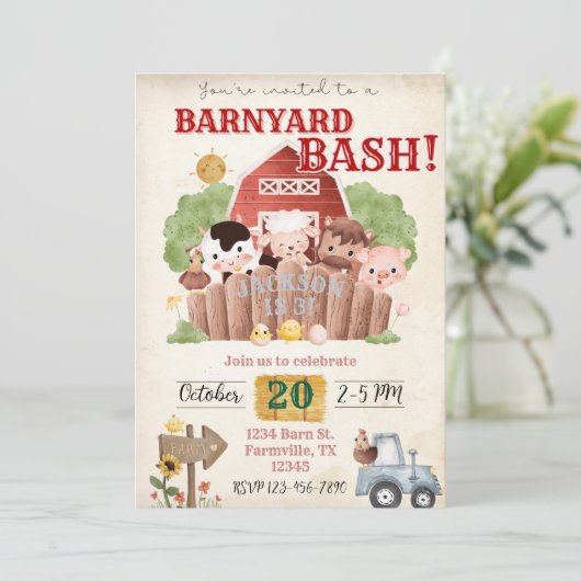 Invitation d'anniversaire de Barnyard Bash (Debout devant)