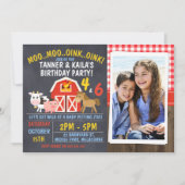 Invitation d'anniversaire de Barnyard Chalkboard (Devant)