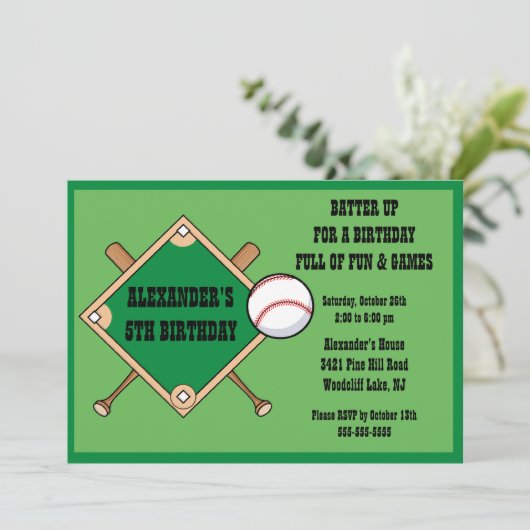 Invitation d'anniversaire de base-ball (Debout devant)