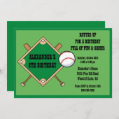 Invitation d'anniversaire de base-ball (Devant / Derrière)