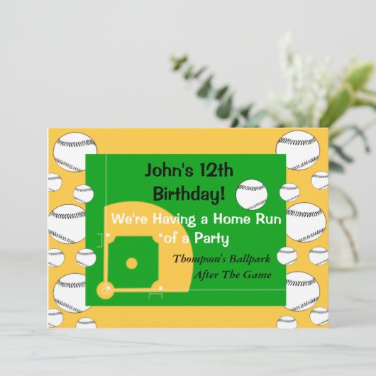 Invitation d'anniversaire de base-ball (Debout devant)