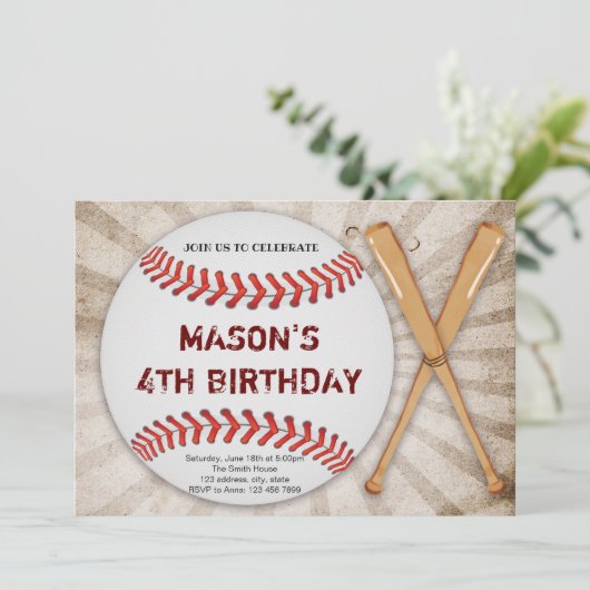 Invitation d'anniversaire de base-ball complète (Debout devant)