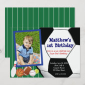 Invitation d'anniversaire de base-ball du football (Devant / Derrière)