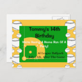 Invitation d'anniversaire de baseball (Devant / Derrière)