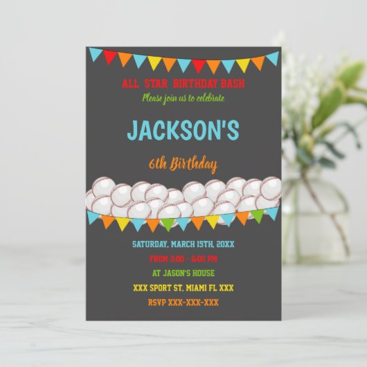 Invitation d'anniversaire de baseball (Debout devant)