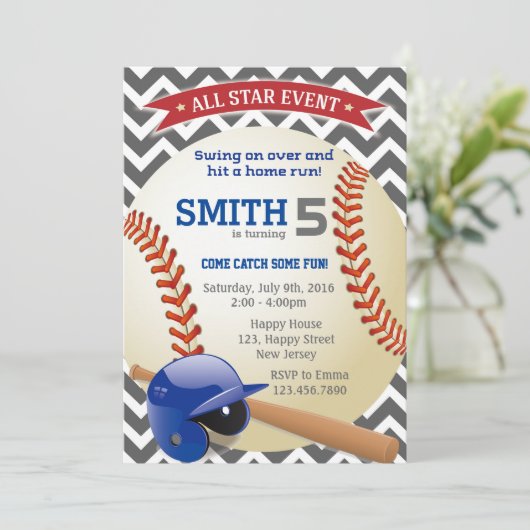 Invitation d'anniversaire de baseball (Debout devant)