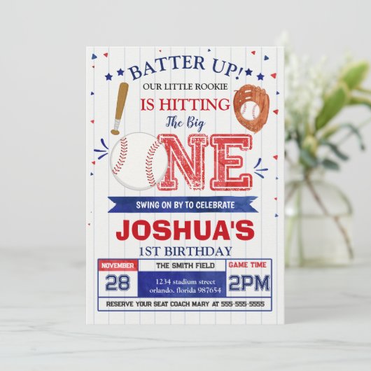 Invitation d'anniversaire de baseball (Debout devant)