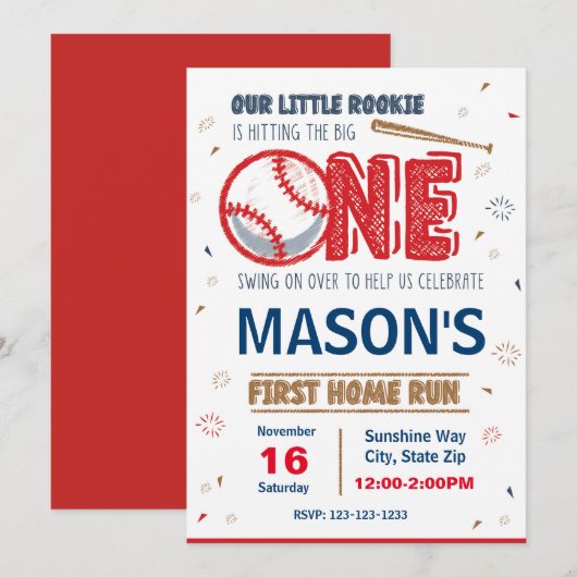 Invitation d'anniversaire de baseball (Devant / Derrière)