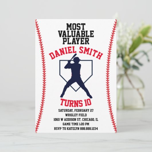 Invitation d'anniversaire de baseball (Debout devant)