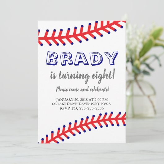 Invitation d'anniversaire de baseball (Debout devant)