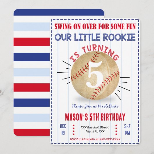 Invitation d'anniversaire de baseball (Devant / Derrière)