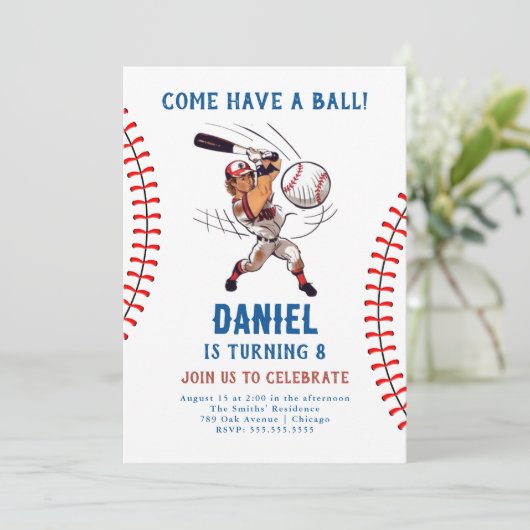 Invitation d'anniversaire de baseball (Debout devant)