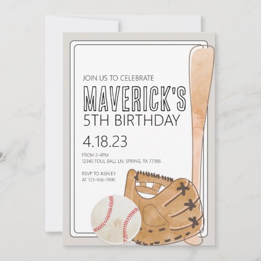 Invitation d'anniversaire de baseball (Devant)