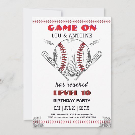 Invitation d'anniversaire de baseball (Devant)