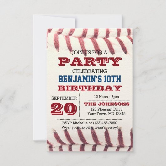 Invitation d'anniversaire de baseball (Devant)
