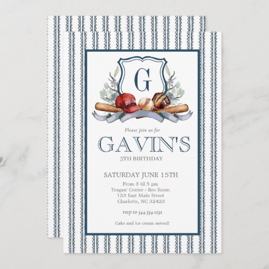 Invitation d'anniversaire de baseball (Devant / Derrière)