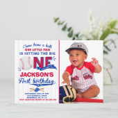 Invitation d'anniversaire de baseball 1er annivers (Debout devant)