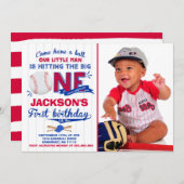 Invitation d'anniversaire de baseball 1er annivers (Devant / Derrière)