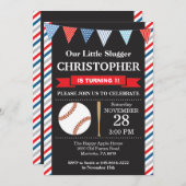 Invitation d'anniversaire de baseball 1er annivers (Devant / Derrière)