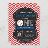 Invitation d'anniversaire de baseball 1er annivers (Devant / Derrière)