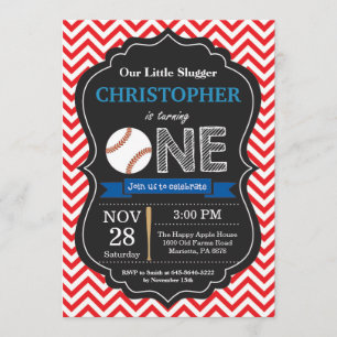 Invitation d'anniversaire de baseball 1er annivers