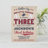 Invitation d'anniversaire de baseball 3e anniversa (Debout devant)
