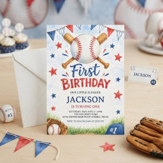 Invitation d'anniversaire de baseball à l'aquarell