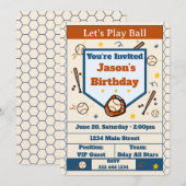 Invitation d'anniversaire de baseball - Ajouter un (Devant / Derrière)