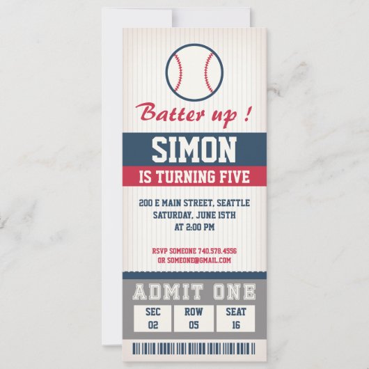 Invitation d'anniversaire de baseball Anniversaire (Devant)