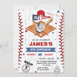 Invitation d'anniversaire de baseball avec photo