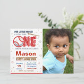 Invitation d'anniversaire de baseball avec photo (Debout devant)