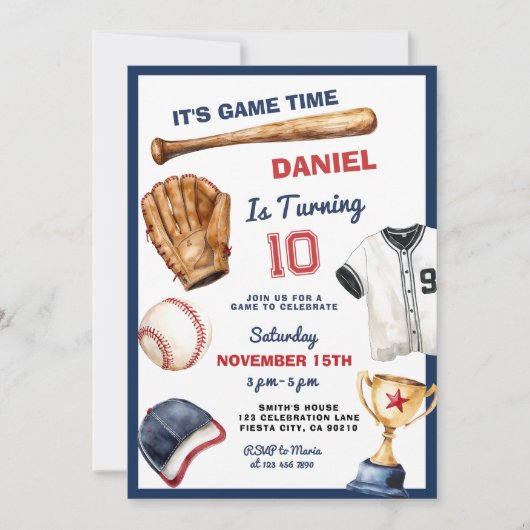 Invitation d'anniversaire de baseball C'est le mom (Devant)