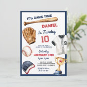 Invitation d'anniversaire de baseball C'est le mom (Debout devant)