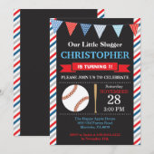 Invitation d'anniversaire de baseball Fête d'anniv (Devant / Derrière)