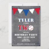 Invitation d'anniversaire de baseball garçon 2e an (Devant)