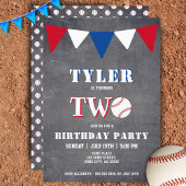 Invitation d'anniversaire de baseball garçon 2e an