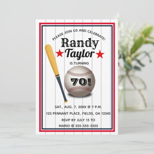 Invitation d'anniversaire de baseball modifiable (Debout devant)